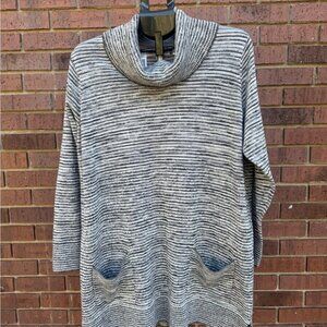 Eight Eight Eight Gray White Black Variegated Cotton Cowl Neck Sweater Size 1X